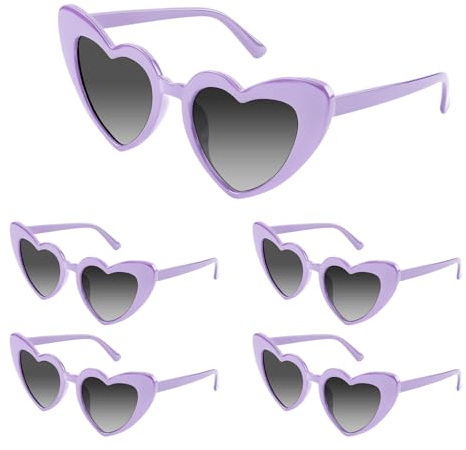 Bouiexye Gafas de sol en forma de corazón para despedida de soltera, vintage, lentes con forma de corazón para novia, dama de honor, accesorios para recuerdos de fiesta, Purple, 70 x 145 millimetri