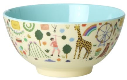 ReWu Rice Schüssel Schale Medium - Mint Fun Fair Print - Geschirr Melamingeschirr Kindergeschirr Kinder Camping BBQ Picknick Bruchsicher BPA-frei Wiederverwendbar 700ml