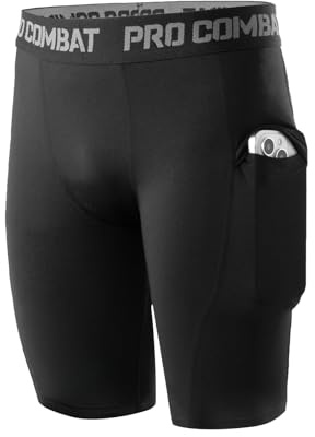 Niksa Kompressionsshorts för pojkar, Performance Baselayer, träningsunderkläder, sportshorts med sidofickor