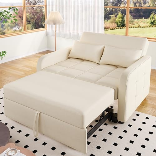 Multifunktionell justerbar hopfällbar bäddsoffa platsbesparande komfortsoffa för små lägenheter och sovsalar 180 x 127 cm snygg beige sovsoffa