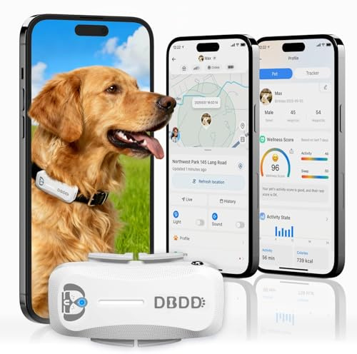 Next-GEN Smart GPS Tracker for Dogs [36 Month Membership Included] Real-Time Location Tracking with Escape Alerts, Health Monitoring, Waterproof, iOS & Android App, for Dogs 35lbs+（White
