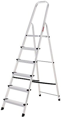 Oryx Escalera Aluminio 6 Peldaños Plegable, Uso doméstico, Antideslizante, Ligera y Resistente