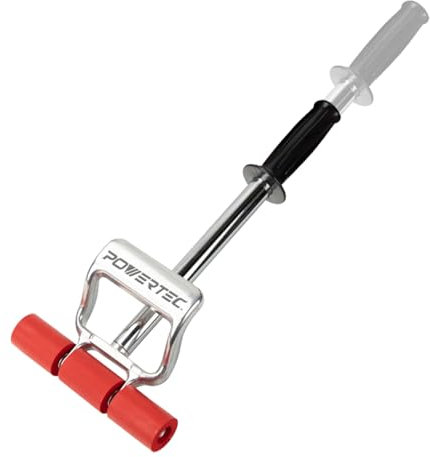 POWERTEC Rodillo Suelos de Vinilo, Azulejos y linóleo con Mango Extensible, 7.5 Pulgadas de Ancho para LVP, Chapa, Alfombra, revestimientos de Pared, 1 Paquete (71033), Plata/Rojo, 17-27 Extendable