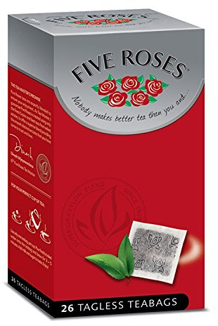 Five Roses Tagless Teabags (Pack of 6, Total 156 Teabags)