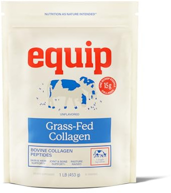 Equip Foods Grass Fed Collagen Powder | Hydrolyzed Bovine Collagen Peptides with Amino Acids | Prime Beef Collagen for Healthy Joints, Skin & Nails | Non-GMO, Paleo Friendly | 30 Servings, Unflavored