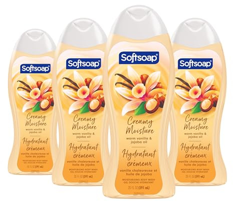 Softsoap Moisturizing Body Wash, Vanilla and Jojoba Oil - 20 Fluid Ounce (4 Pack)