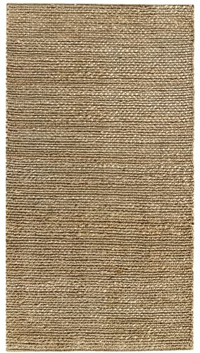 HAMID - Alfombra de Yute Giralda 100% Fibra de Yute Natural, Alfombra Suave y de Alta Resistencia, Tejida a Mano, Alfombra de Salón, Comedor, Dormitorio, Pasillo, Color Natural (150x80cm)