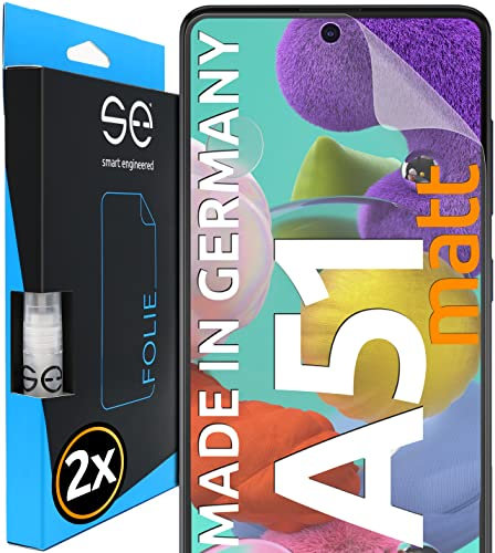 2x se® 3D SCHUTZFOLIE Entspiegelt für Samsung Galaxy A51,Anti-Staub, 100% Fingerabdruck & FaceID kompatibel, einfache blasenfreie Installation, Ultra-Klar, Stoß-Kratzfest, aus Deutschland