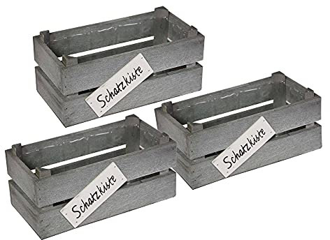 UNUS Garden - Juego de 3 cajas decorativas de madera, 22 x 11 x 10 cm