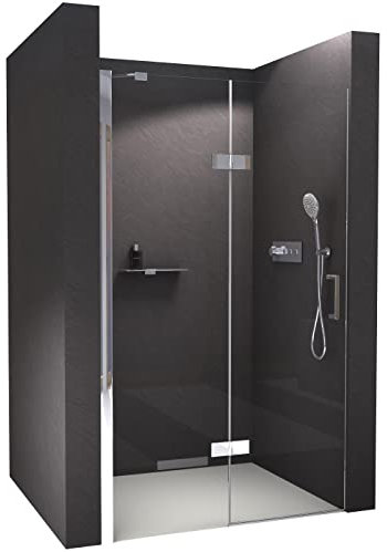BERNSTEIN Puerta de ducha con puerta giratoria Ducha de nicho de 100x195 cm de vidrio de seguridad templado de 8 mm con revestimiento NANO mampara de ducha NT403 - bisagra de puerta a la izquierda