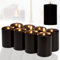 Candelo 8er Set Kerzen Weihnachten Ambiente Stumpenkerzen - Schwarz - 4,8cm x 8cm - Weihnachtskerzen Adventskranz - Advent Kerze Weihnachtsdekoration