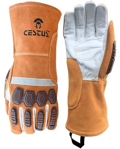 Cestus Weldtech Pro, Premium Heavy Duty Welding Gloves, MIG/TIG Welding Gloves, Cut Resistant, Gauntlet Cuff, EN388 3X43EP (Medium)