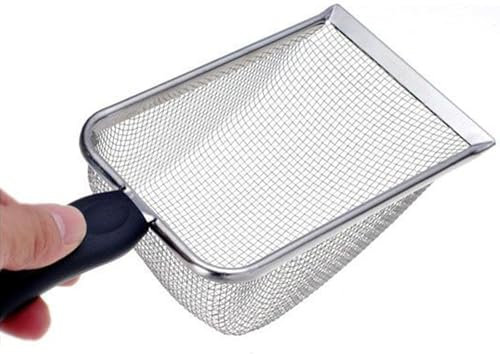 Katzenstreuschaufel aus Metall, Kotschaufel aus Metall mit Komfortgriff, Metallsieb mit tiefer Schaufel für Katzen, Hunde und Kaninchen, Streuschaufel aus feinem Sand für die Katzentoilette, Streuscha