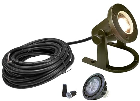 COLOER Brass Underwater Lights(Bronze) with LED MR16 Bulb 12V Low Voltage Fountain Lights IP68 Waterproof Copper Outdoor Landscape Lighting for Swimming Pool Ponds or Outside Water as Spotlight