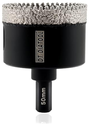 DT-DIATOOL Diamond Core Drill Bit 50mm, Diamond Hole Saw with Triangle Shank for Porcelain Tile Ceramic Tile Marble Granite