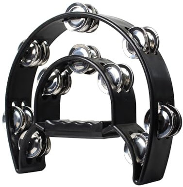 Tamburin,Tambourine, Halbmond Hand Tamburin, Halbmond Form Schellenring, Halbmond Tambourine, Zweireihiges Jingles Tamburin, Halbmondförmiges Tamburin, Für Tanzpartyspiele Kirchengesangsbegleitung