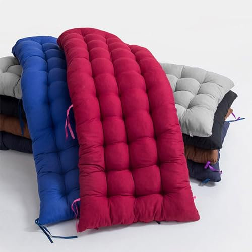 Bench Cushion Seat Pad with Ties for Outdoor Garden Swing Patio Chair, 2 3 Seater Long Padding Indoor Benches Bay Window Pallet Furniture Tufted Cotton Cushions (100x40cm,Red)