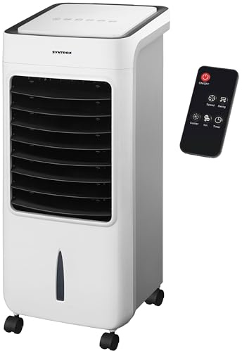 Syntrox Luftkühler mit Fernbedienung Breeze | Wasserkühler | Verdunstungskühler, Timer, Raumklimagerät, mobile Klimaanlage, Ventilator mit Befeuchtung