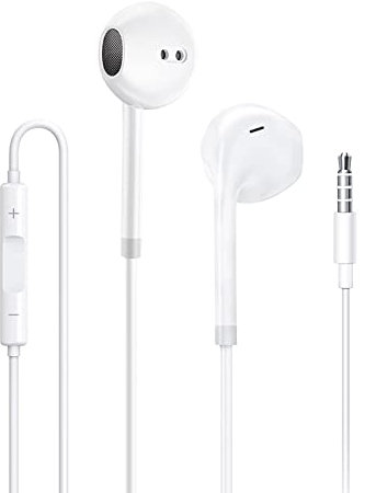 Auriculares In Ear con Cable y Microfono, Cascos Musica con Graves Potentes para iPhone, Xiaomi y Todos los Dispositivos de Auriculares de 3,5 mm Jack
