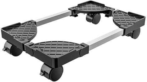 Qcdou Mobile CPU Stand, Adjustable Computer Case Holder, Computer Tower Stand, with Locking Rolling Caster Wheels Most Floor Carpet Gaming PC Case Under Home Office Desk(Black)