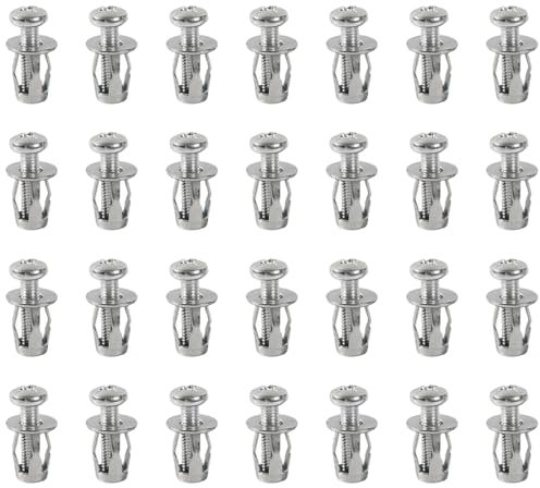 28 Pcs Hollow Door Fixings, M4*20 Silver Hollow Door Fixings Durable Hollow Wall Fixings Secure Cavity Wall Fixings Anchors and Hollow Wall Anchors Drywall Anchor for Hollow Plate