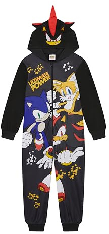 Sonic le hérisson, Grenouillère à capuche pour garçon ou fille, Pyjama tout en un, Ombre, Noir, pour enfant de 4 à 14 ans, ombre, 7-8 ans