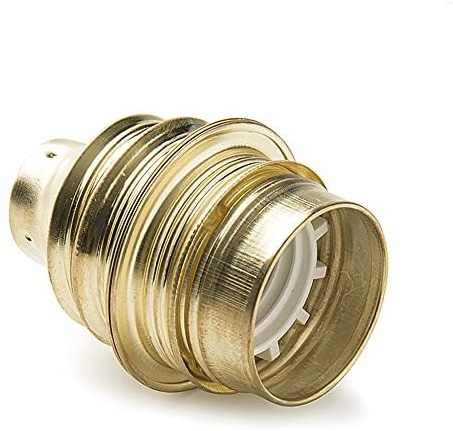 Portalámpara metálico E14 roscado, resistente y versátil, ideal para iluminación decorativa y funcional en diversos entornos.