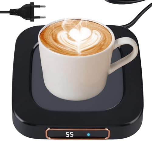 Elektrisk kaffevärmare, ljusvärmare med 3 temperaturer, elektrisk kaffevärmare med automatisk avstängning för kontorsbord, dryckesvärmare för kaffe, te, mjölk, ljus (svart)
