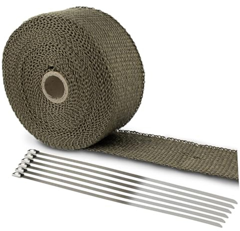 CHILDWEET 10m Ruban Échappement Fibres Liens Inoxydable Pour Protection Thermique De Résistant Chaleur Et Aux Abrasions