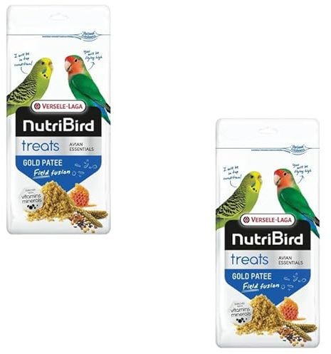 Versele-Laga NutriBird Treats Gold Patee Field Fusion | Confezione Doppia | 2 x 250 g | Alimento complementare per uccelli | Umidificato con miele 100% naturale | Contiene lisina e metionina