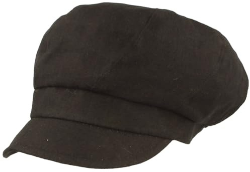 Breiter Gorro de globo, de lino, ligero, vintage, boina, boina, gorro, gorro, gorro, gorro, gorro, aplastable, Negro , S