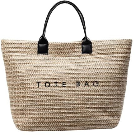 TIAASTAP Strohtaschen Tote Bag – Geflochtene Strandtasche aus Naturfasern & Recyceltem Bast | Große Shopper Tasche Korbtasche mit Innenfutter für Sommer, Urlaub & Beach Bag