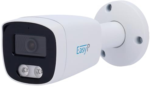 Generico EasyIP Telecamera IP Bullet 4 MPX fullcolor led 25mt 2.8mm microfono AI intelligenza artificiale riconoscimento uomo veicolo, compatibile