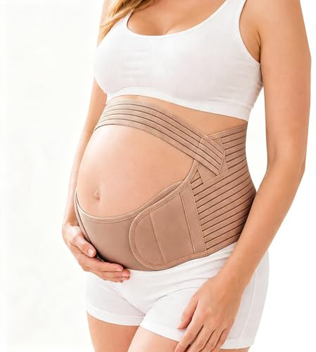 Kaelaxroy Ceinture de Grossesse 3-en-1 pour Soutien Abdominal et Lombaire, ceinture grossesse femme enceinte, Soulage les Douleurs Dorsales et Pelviennes, Ajustable et Respirante, L（80cm-117cm）