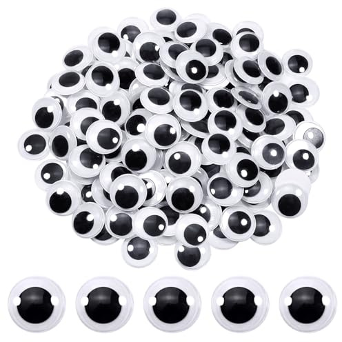 TOAOB 100 Piezas 25 mm Adhesivos Ojos Móviles Blanco Negro Ojos de Plástico Redondo Autoadhesivo Ojos para Manualidades de Scrapbooking Accesorios Decoración Navideña Juguete y Actividades Halloween