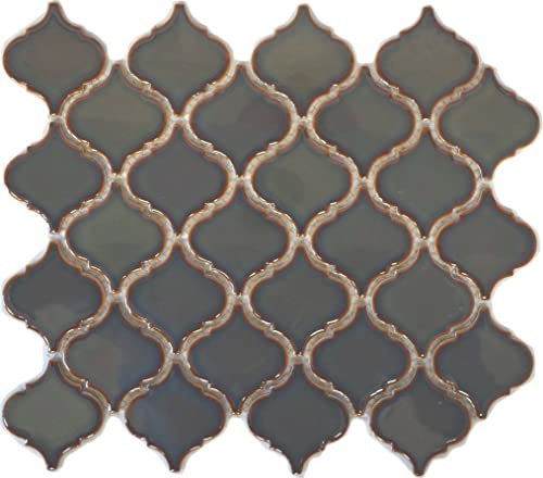 Keramikmosaik Retro Vintage Mosaik Fliesen Mosaikfliesen Keramik Kachel Florentiner altgrün glänzend Mosaikwand Fliesenspiegel Thekenverkleidung Küchenfliese Wandfliese | 10 Mosaikmatten