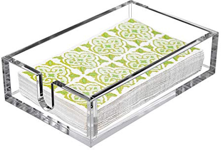 CY craft Acrylic Guest Towel Napkin Holder,Clear Bathroom Paper Hand Towels Storage Tray Modern Buffet Napkin Caddy,Fancy Flat Napkin Holders For Kitchen or Dining Room,9.5 x 5.5x 2.6 Inch,Pack of 1