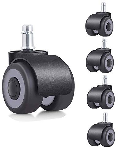 YCMY Rotelle per Sedia da Ufficio, Rotelle Girevoli per Sedia in Gomma Ruote per Pavimenti Duri Universale Rotelle di Ricambio per Sedie da Ufficio con Stelo 10x22mm (5 Pezzi)