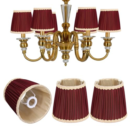 Pantalla de Lámpara Pequeña, 3 Piezas E14 Pantalla de Tela de Barril Rojo Vino Pantalla de Lámpara Moderna con Clip para Lámparas de Mesa de Velas de Pared, 4.3 X 5.9 X 5.5 