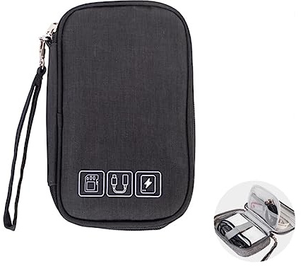 CRSUSUKJ Borsa Accessori Elettronici,Cable Organizer Impermeabile, Organizzatore Cavi Custodia Cavi da Viaggio Porta Caricabatterie Organizer Cavi Compatibile with Smartphone. (Nero)…