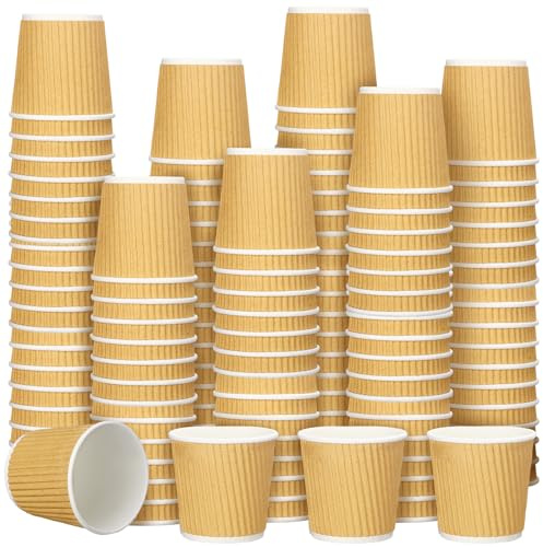 Uiifan 350 tazas de café con aislamiento de pared ondulada de 4 onzas, tazas de café desechables de papel espresso, tazas de café de viaje corrugadas para bebidas frías calientes, capuchino, bebidas,