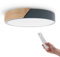 M Ledme - Plafonnier LED Rond Gris 24W avec Télécommande Réglable 2700K-6500K du Blanc Froid au Blanc Chaud et Intensité 2400LM Design Blanc avec Bois Naturel pour Salle de Bain Cuisine