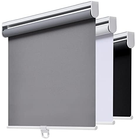 Rollo ohne Schnur, Verdunkelungsrollo für Fenster, Raumverdunkelung, mit Federsystem, UV-Schutz, Fenstersichtschutz, Türrollo für Zuhause, Büro (53,3 cm B x 182,9 cm H, Grau)