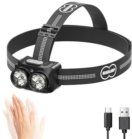 Linterna frontal LED de alta potencia, linterna frontal superbrillante, recargable por USB, resistente al agua, para acampar, correr, pescar, correr, reparar, senderismo, lectura