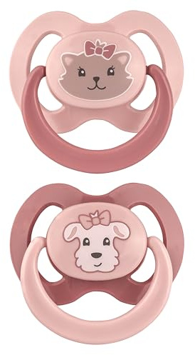 babynova Set de 2 Chupetes de Silicona con Caja de Esterilización - Talla 3, de 18 Meses - Chupete Ortodóntico - Sin BPA - Gato & Perro
