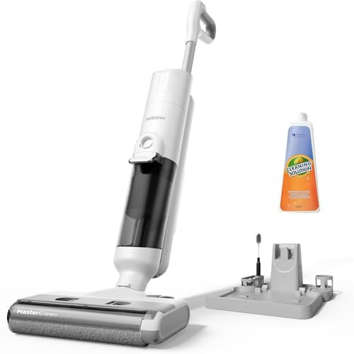 Proscenic F10 Pro Aspiradora sin Cable Inteligente en Seco y Húmedo 3 en 1, Aspiradora y Fregona, Auto-limpieza, Tanque Doble, para Suelos Duros, Pelo de Mascotas, Limpieza de Bordes, Ligera, Blanco