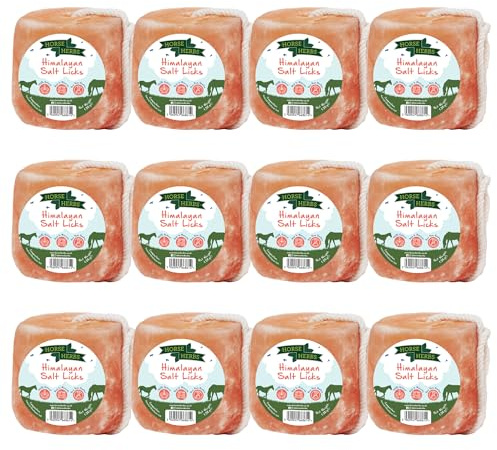 Horse Herbs Himalayan Salt Lick 12 x 1.5kg | Natural 100% Sodium Chloride Equine Supplement, Digestion Support for Horses & Ponies, Ideal for Hydration & Electrolytes, Easy to Hang