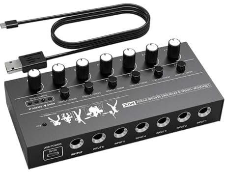 Generic Mini Audiomixer, Line Mixer, Stereo/Mono, Geräuscharm, für, Lautsprecher, Verstärker, 6-kanal