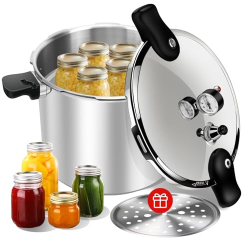 23-25qt Pressure Canner, large Pressure Cooker, 10-15PSI for Batch Canning, Compatible with All Stoves,pressure canners for canning 23 quart canning pot