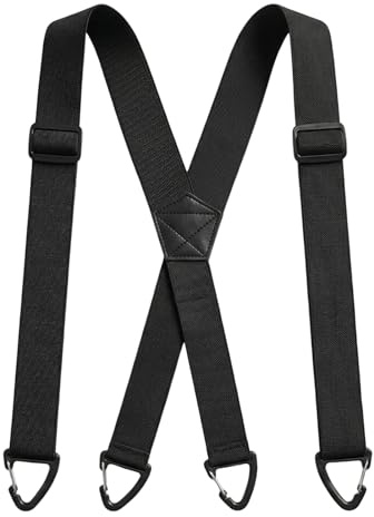orwayhu Mens Braces Suspenders for Trousers, X Back Adjustable Braces with 4 Secure Clips, Mens Braces for Trousers, Suspenders Men for Work, Casual Wear & Formal Clothing, Black 1PC